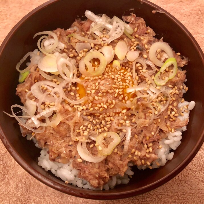 生姜を効かせて♪サバの水煮缶丼